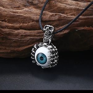 NWT Blue Eye Skull Claw Necklace Gothic